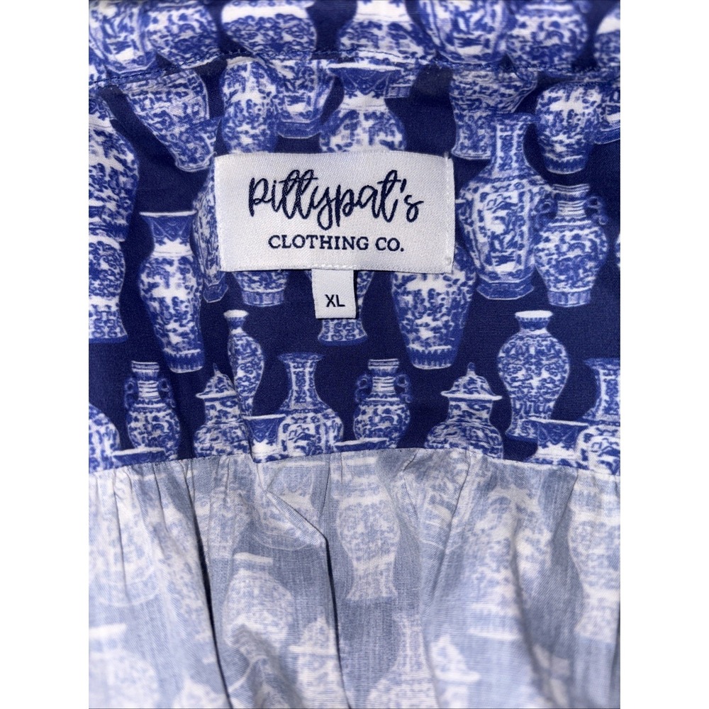Pittypats Clothing Co Arcadia Dress XL Blue White Ginger Jar Chinoiserie Maxi - Picture 11 of 11